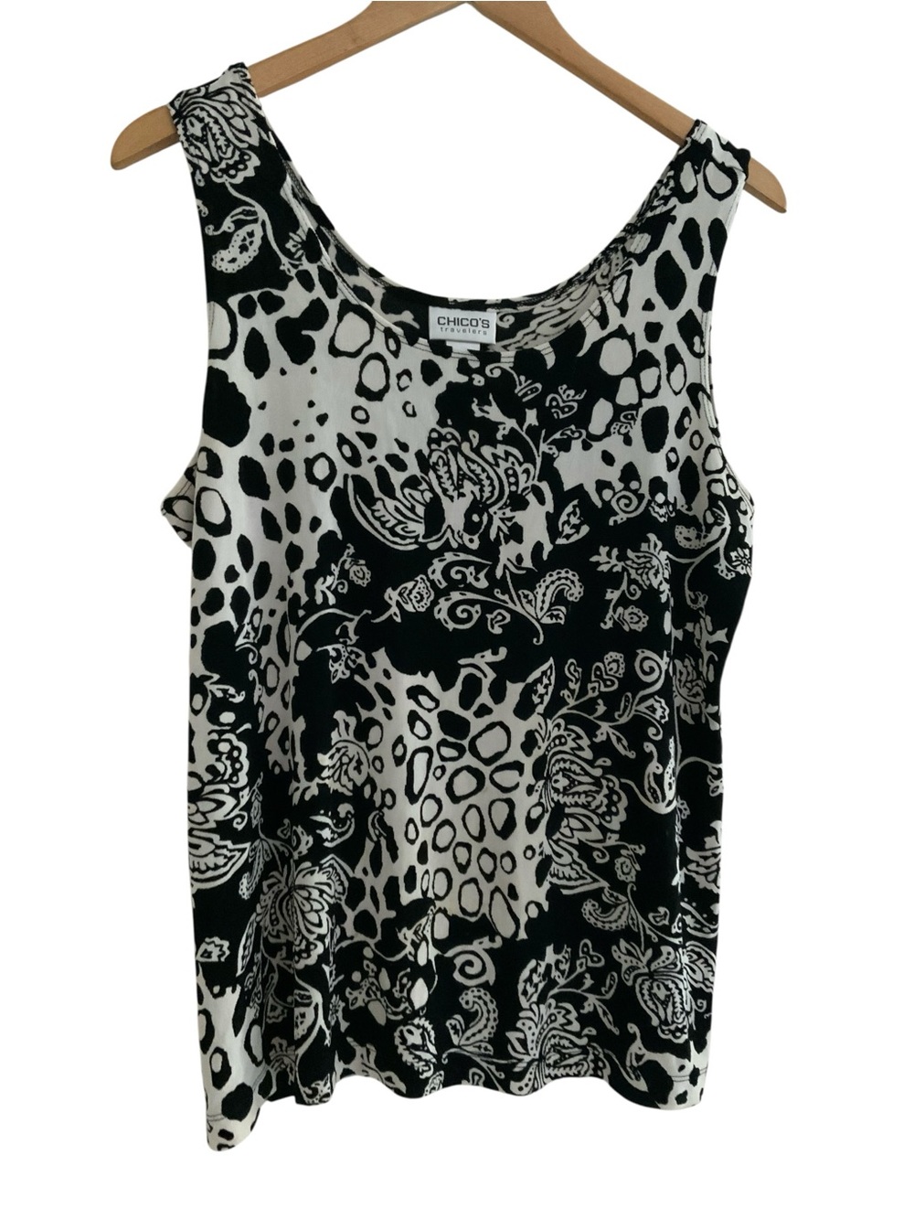 Chico's Travelers Tank Top Patterned Scoop Stretchy XL